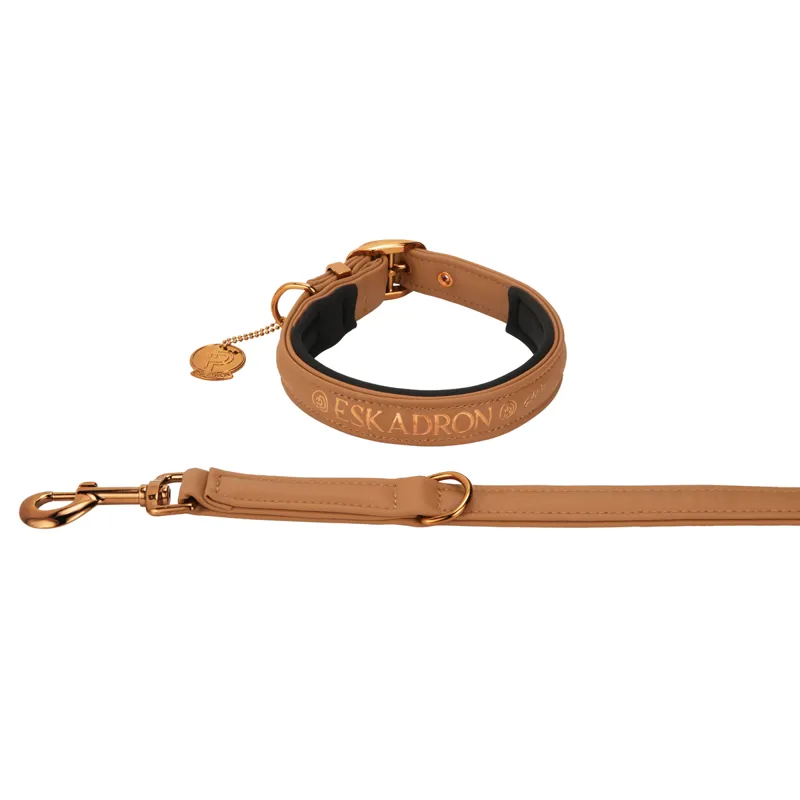 Eskadron Faux Leather Dog Collar and Lead Set Platinum SS23 - Cognac